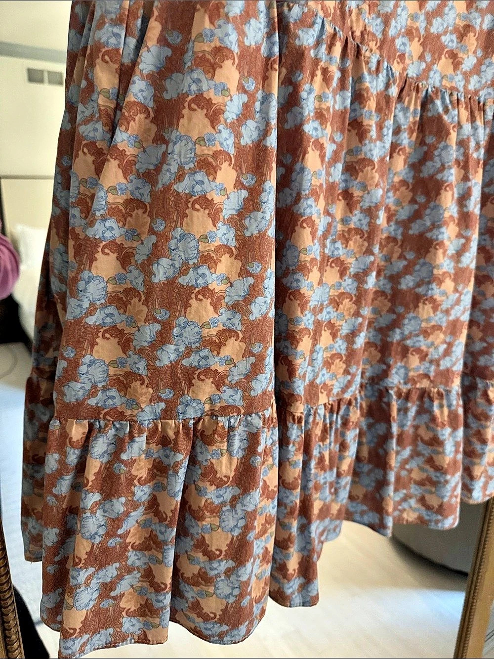 Hyacinth House Floral Mini Dress Brown & Blue XL - Picture 5 of 8